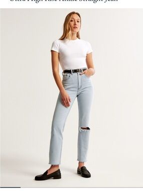Abercrombie & Fitch Light Blue High-Rise Straight Jeans